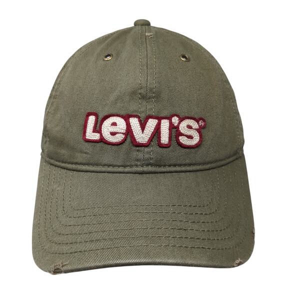 Levi's Strapback Baseball Cap Green One Size Adjustable Embroidered Vented Holes - Picture 1 of 10